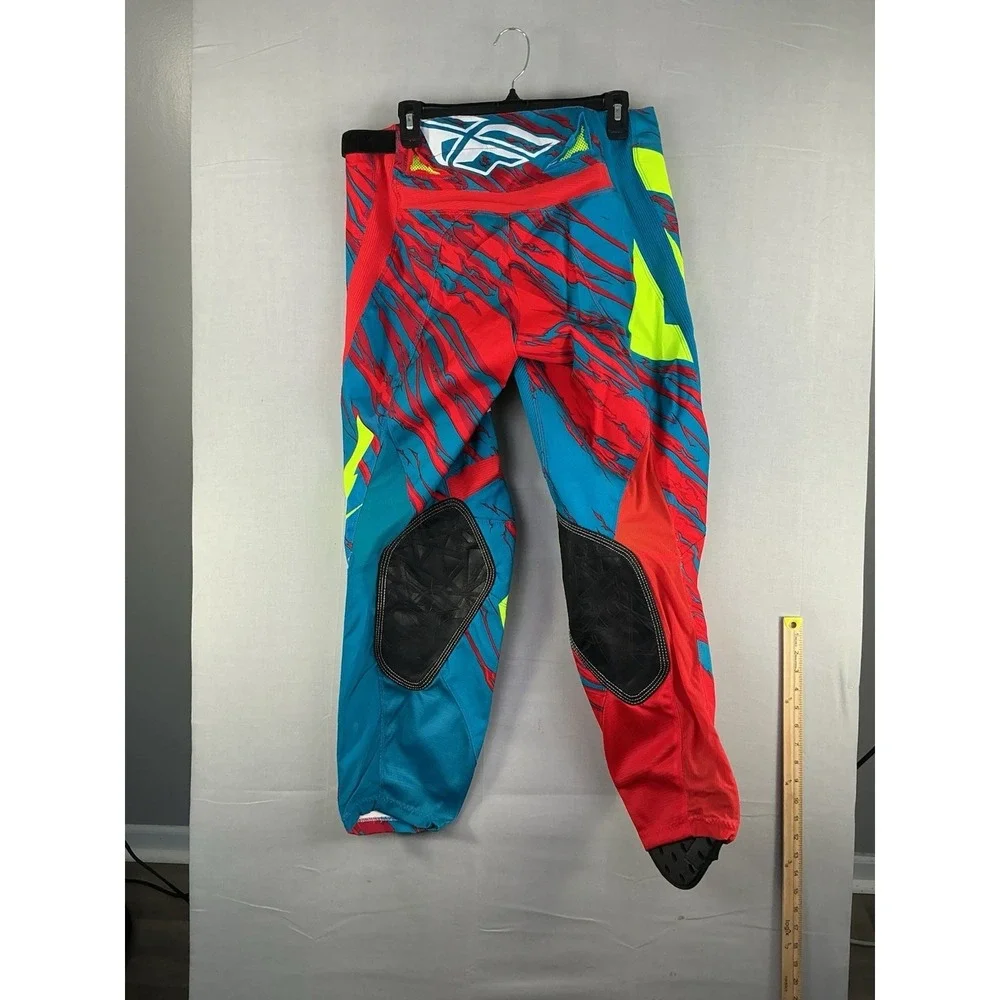 Fly Racing Kinetic Relapse MX Pants Mens 34 Teal Red Hi-Vis Motocross NWT
